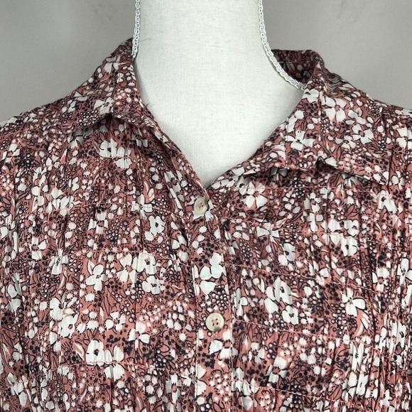 Anthropologie Pilcro Pink Floral Sasha Smocked Button Down Shirt Blouse S - Picture 4 of 15